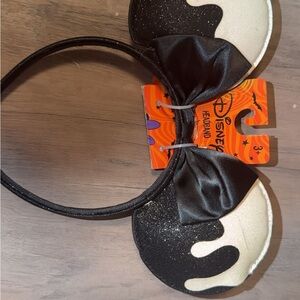 Disney Black Glitter Minnie Ear Headband with Orange Tag